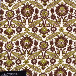 blanc medallons florals marrons i verds SET6 ACT006A