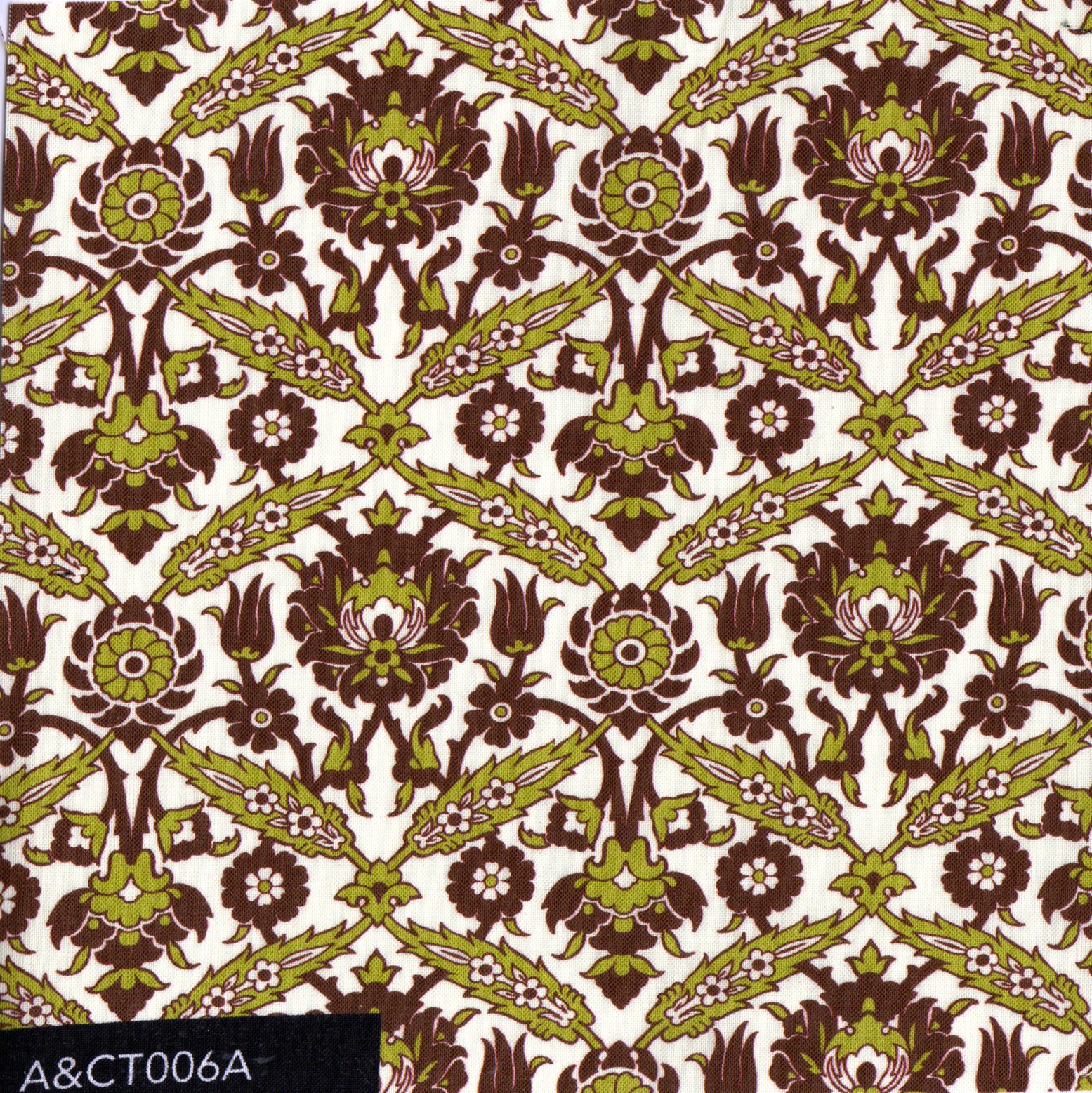 blanc medallons florals marrons i verds SET6 ACT006A