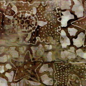 Batik marró fosc tortugues i cargols de mar més clars DIPROSACART003