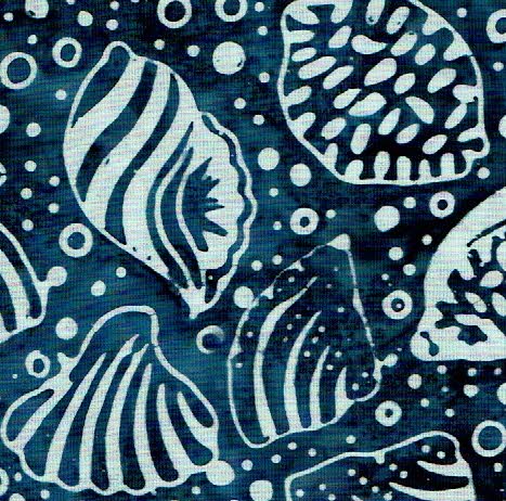 Batik blau petxines i cargols de mar blancs DIPROSACART024