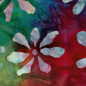 Batik multicolor flors de pètals blancs grossos 40080150437034