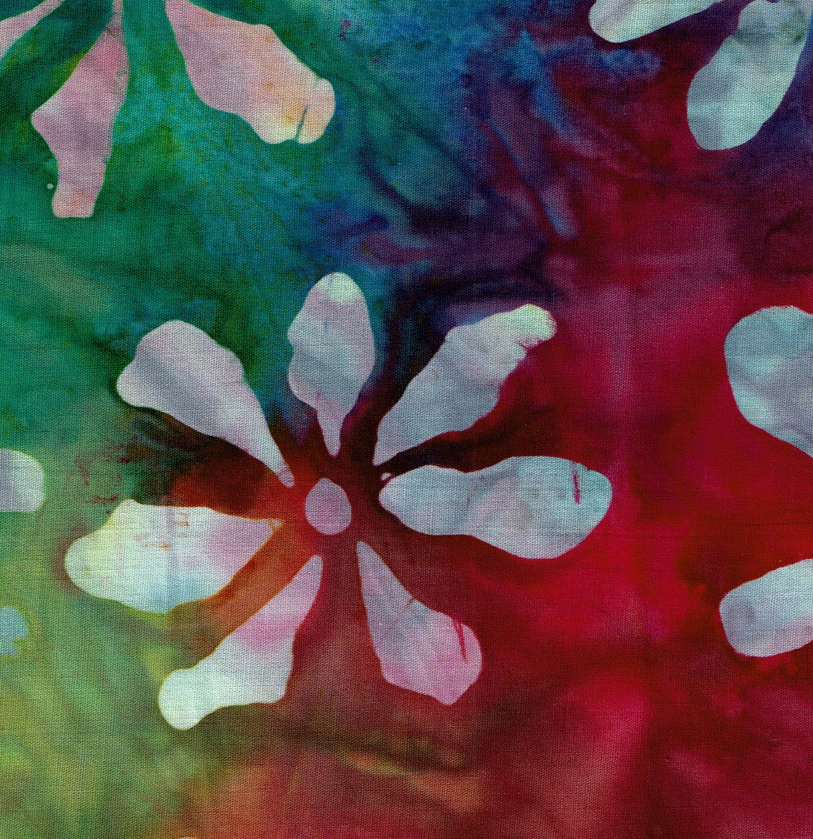 Batik multicolor flors de pètals blancs grossos 40080150437034