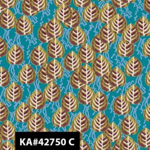Loneta Cotó Thick Drill blau fulles amb nervis ocre 40080150437682