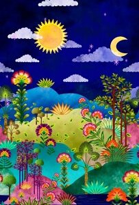 Panell 110 x 60 cm naïf Sol i Lluna i flors 40080150437743